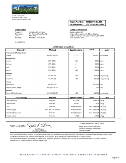 Nitric Shock Pre-Workout (Fruit Punch)